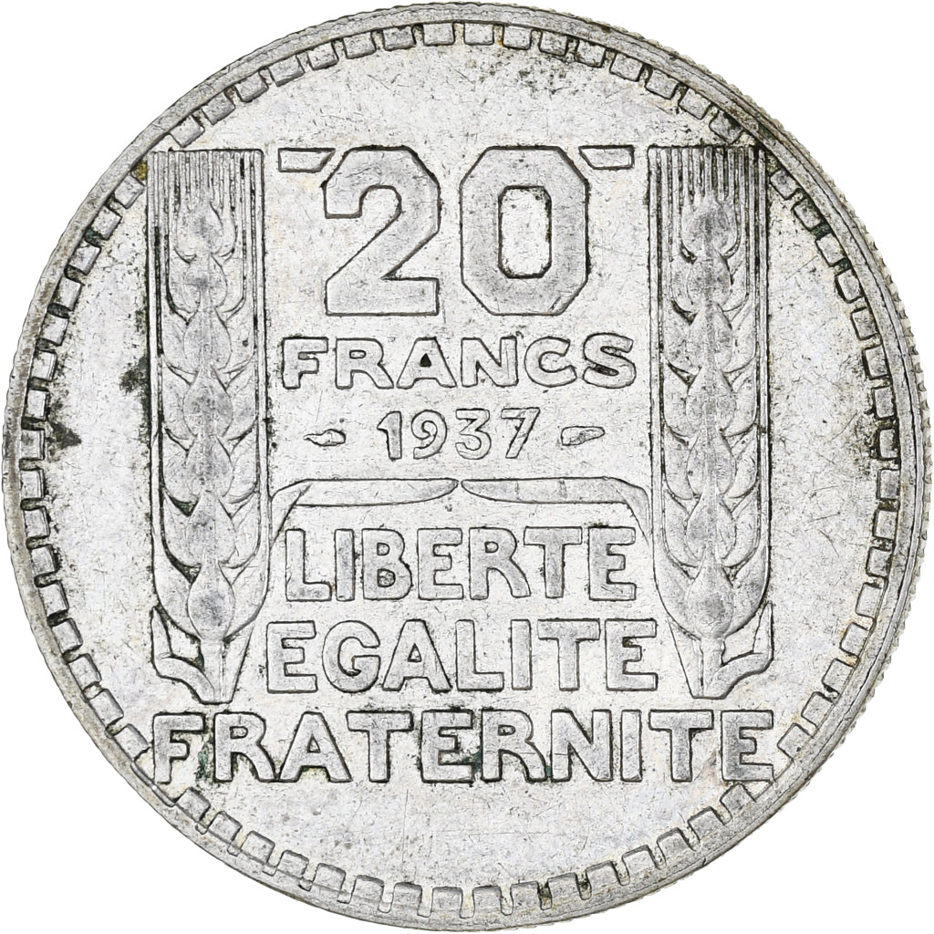 Munten, Frankrijk, Turin, 20 Francs, 1937, Paris, ZF, Zilver, KM:879