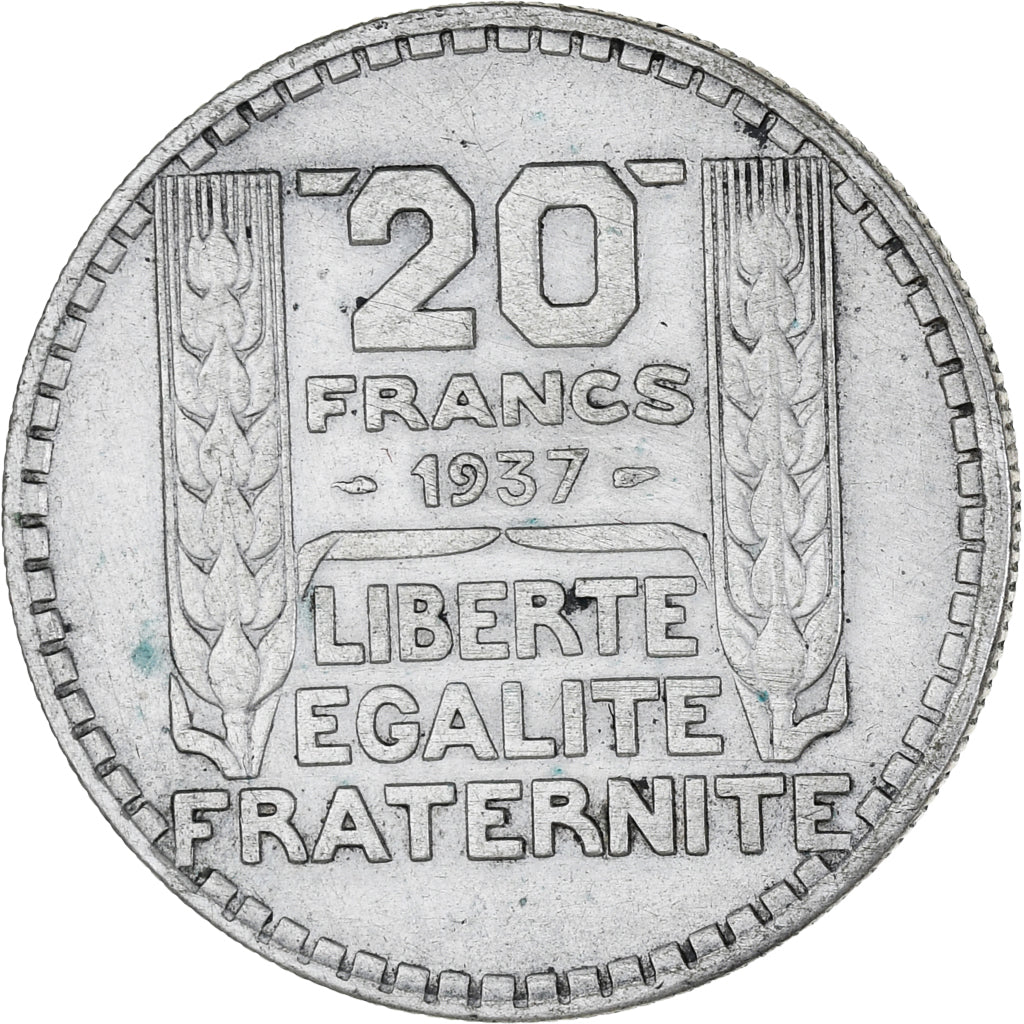 Munten, Frankrijk, Turin, 20 Francs, 1937, Paris, ZF, Zilver, KM:879