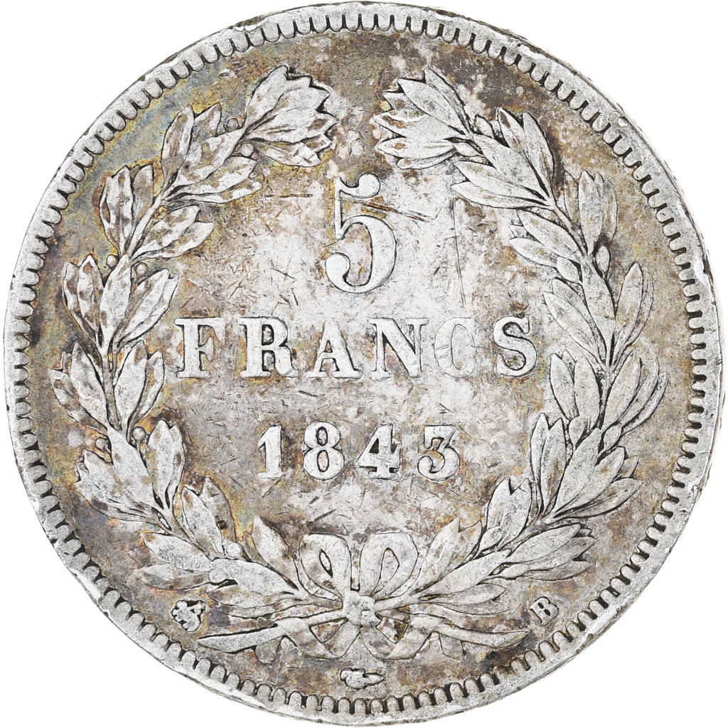 Coin, France, Louis-Philippe, 5 Francs, 1843, Rouen, VF(30-35), Silver