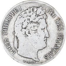 Moneda, Francia, Louis-Philippe, 5 Francs, 1840, Strasbourg, BC+, Plata
