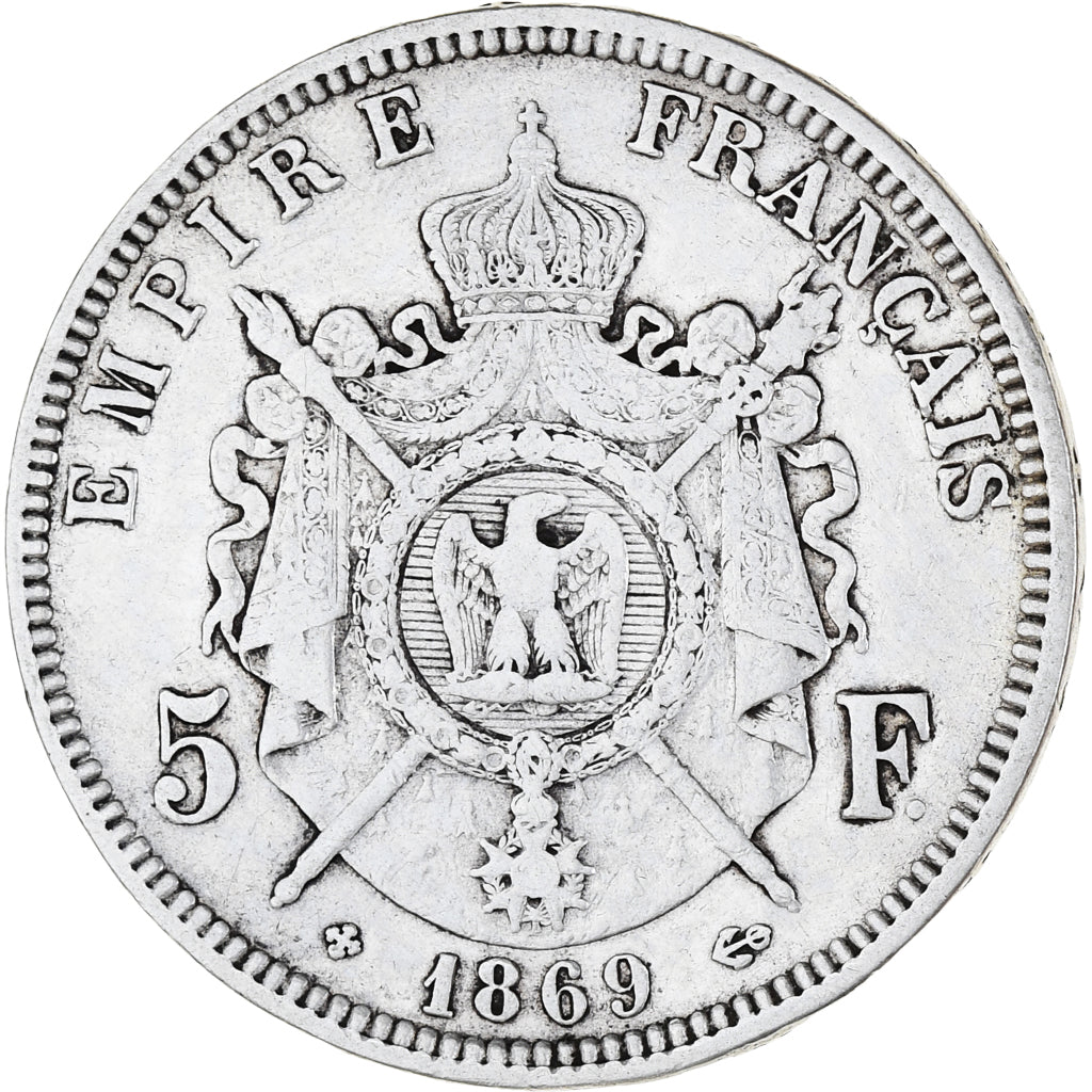 Coin, France, Napoléon III, 5 Francs, 1869, Strasbourg, VF(20-25), Silver