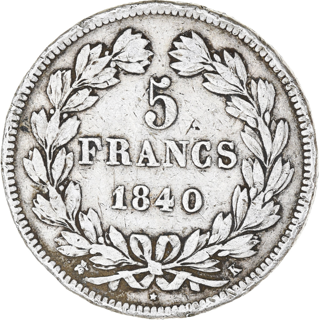 Monnaie, France, Louis-Philippe, 5 Francs, 1840, Bordeaux, TB, Argent