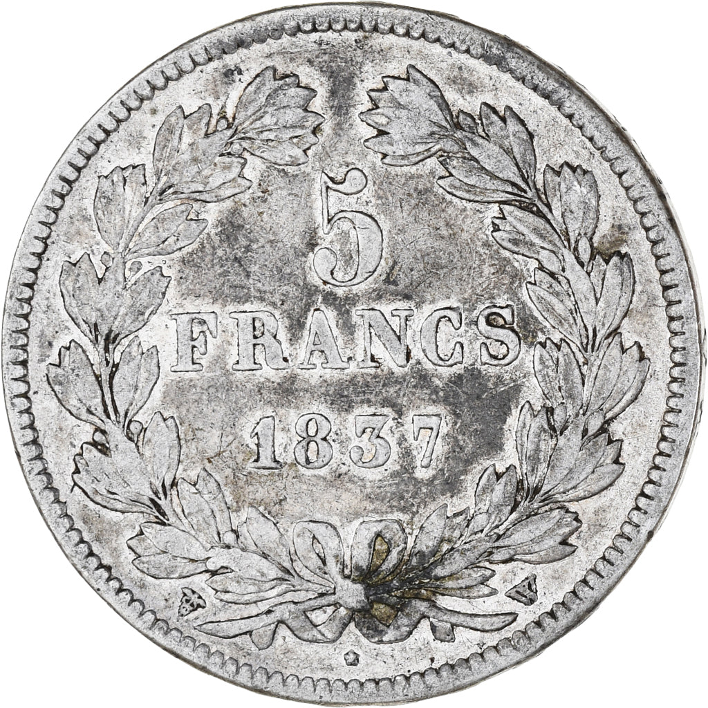Coin, France, Louis-Philippe, 5 Francs, 1837, Lille, VF(20-25), Silver