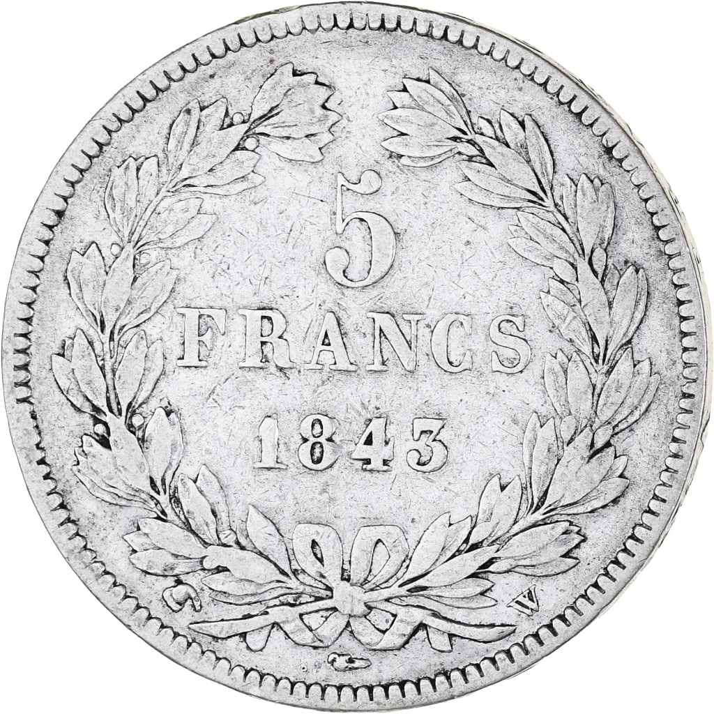 Coin, France, Louis-Philippe, 5 Francs, 1843, Lille, VF(20-25), Silver