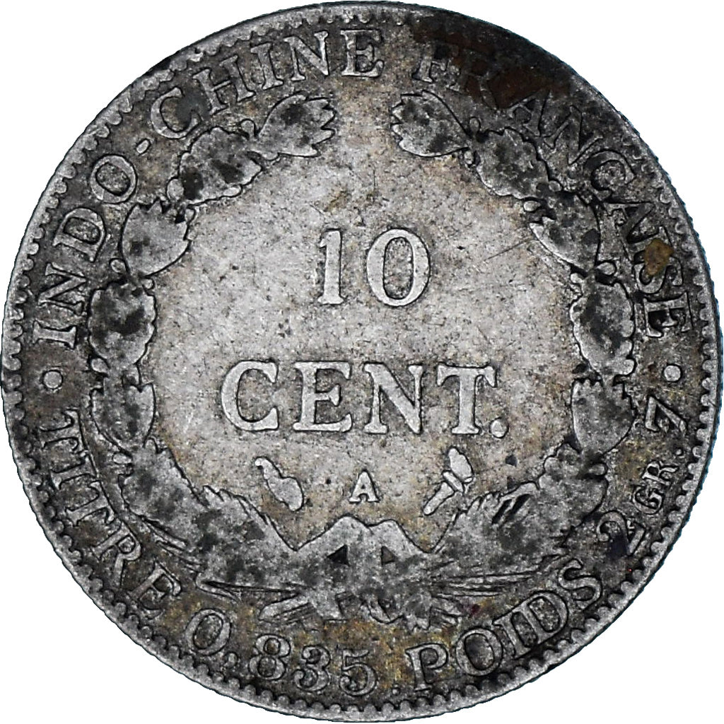 Moneta, FRANCUSKIE INDOCHINY, 10 Cents, 1910, Paris, VF(20-25), Srebro, KM:9