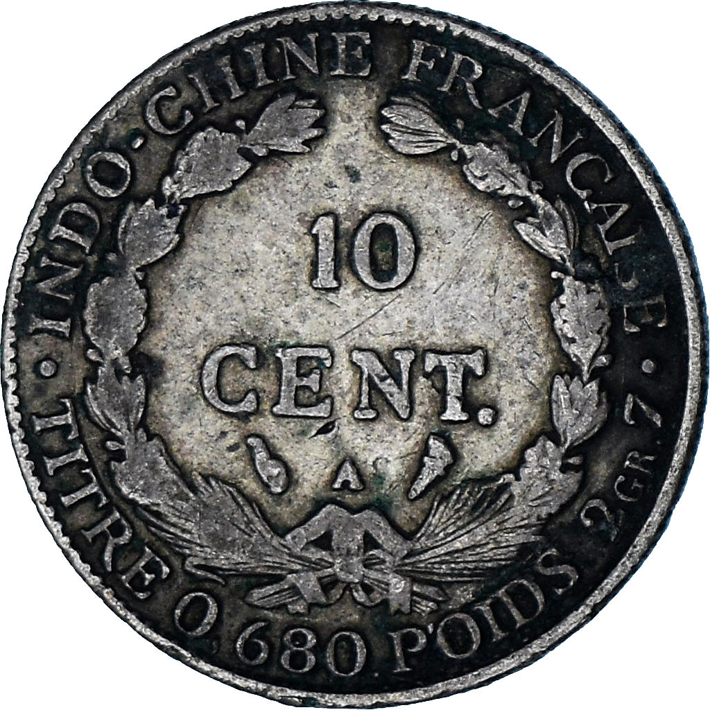 Coin, FRENCH INDO-CHINA, 10 Cents, 1922, Paris, VF(20-25), Silver, KM:16.1