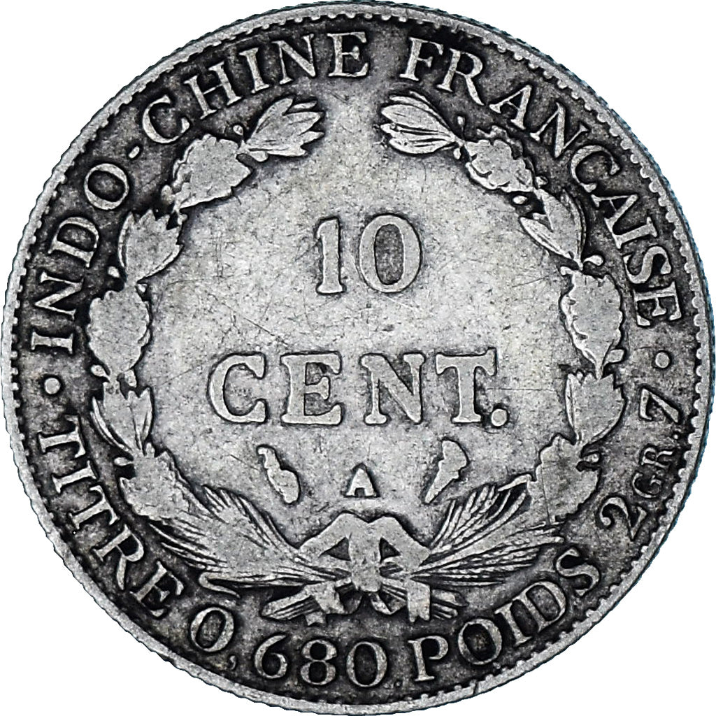Munten, FRANS INDO-CHINA, 10 Cents, 1923, Paris, FR, Zilver, KM:16.1