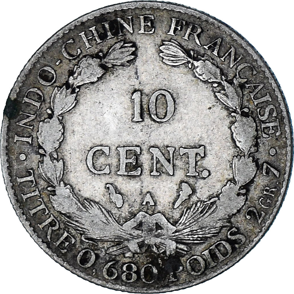 Munten, FRANS INDO-CHINA, 10 Cents, 1923, Paris, FR, Zilver, KM:16.1