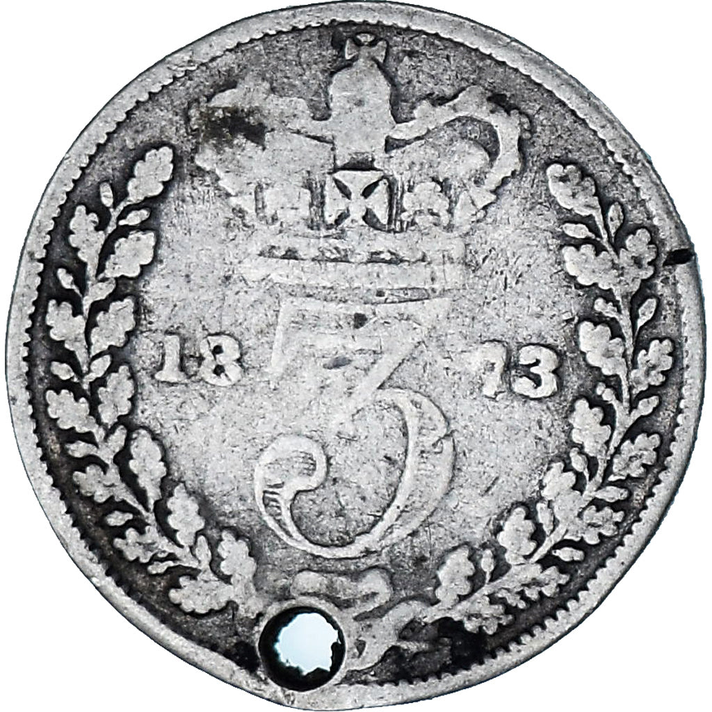 Coin, Great Britain, Victoria, 3 Pence, 1873, F(12-15), Silver, KM:730