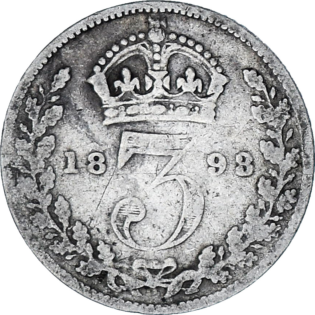 Coin, Great Britain, Victoria, 3 Pence, 1893, VF(20-25), Silver, KM:777