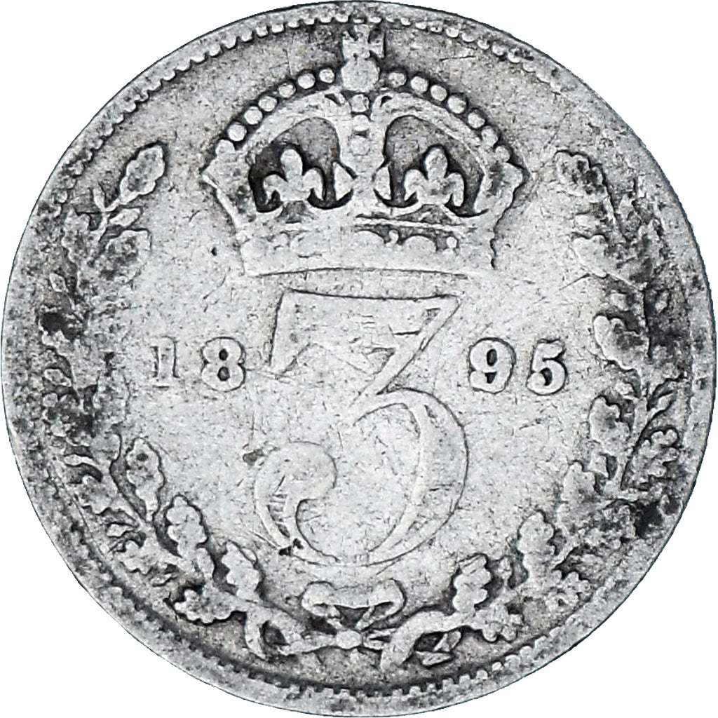 Coin, Great Britain, Victoria, 3 Pence, 1895, F(12-15), Silver, KM:777