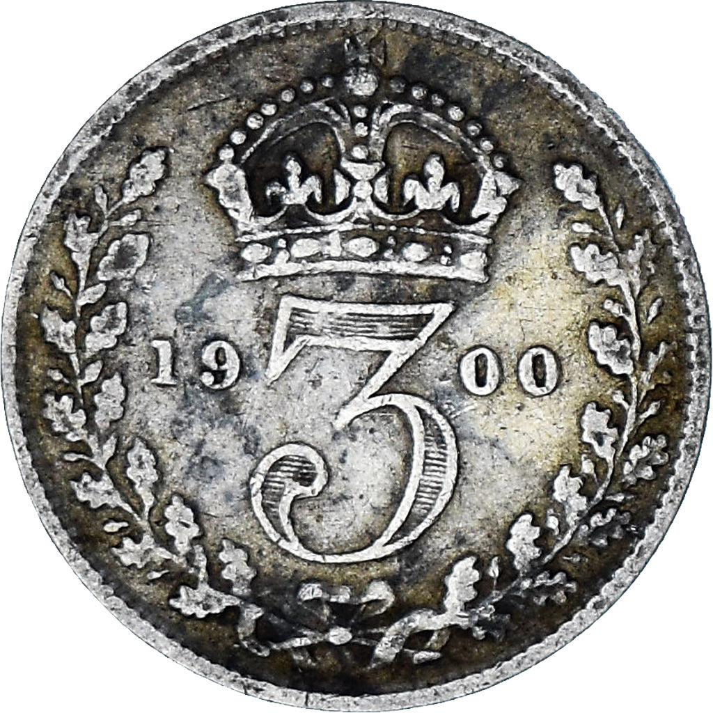 Munten, Groot Bretagne, Victoria, 3 Pence, 1900, FR+, Zilver, KM:777