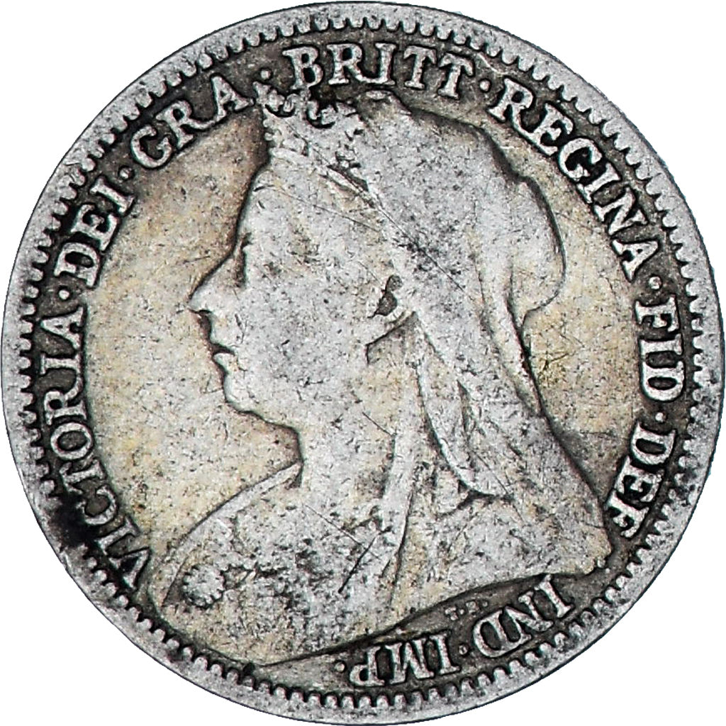 Munten, Groot Bretagne, Victoria, 3 Pence, 1901, FR+, Zilver, KM:777