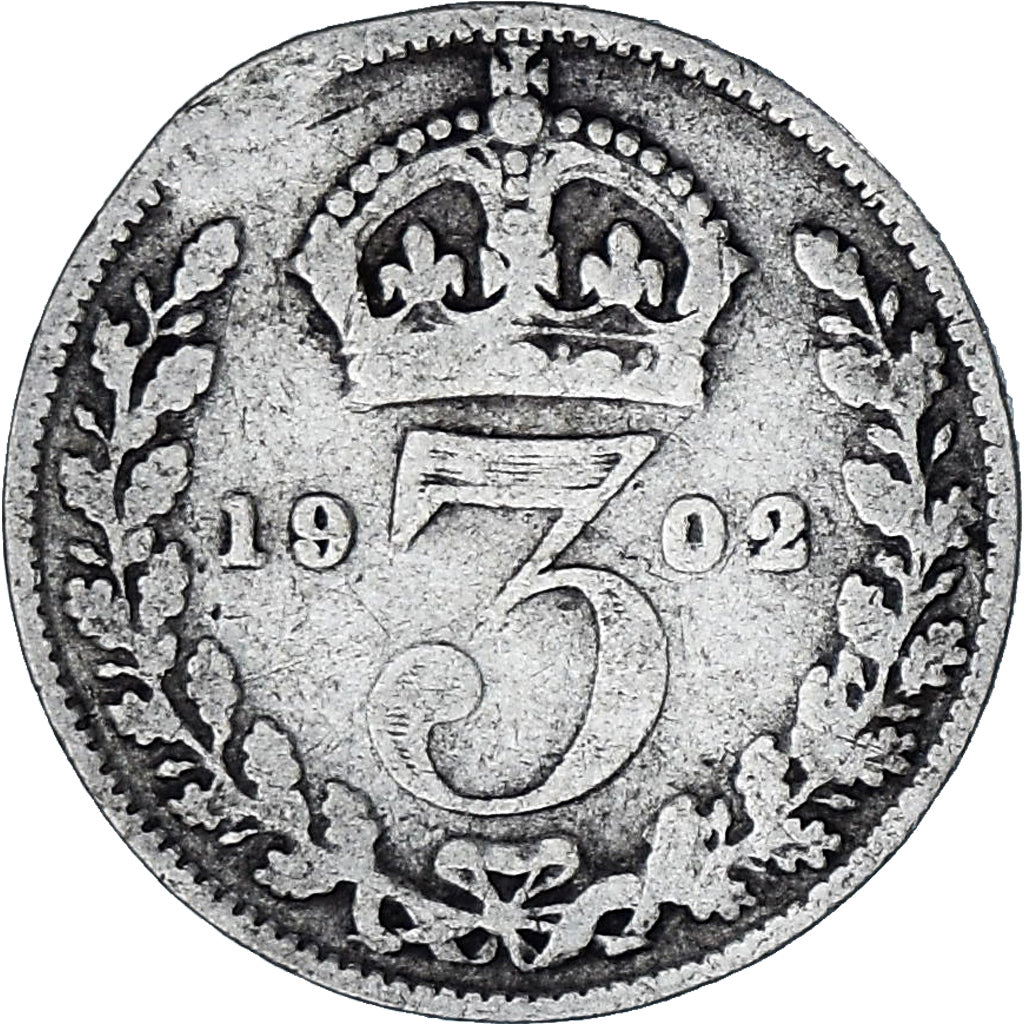 Moeda, Grã-Bretanha, Edward VII, 3 Pence, 1902, VF(20-25), Prata, KM:797.1