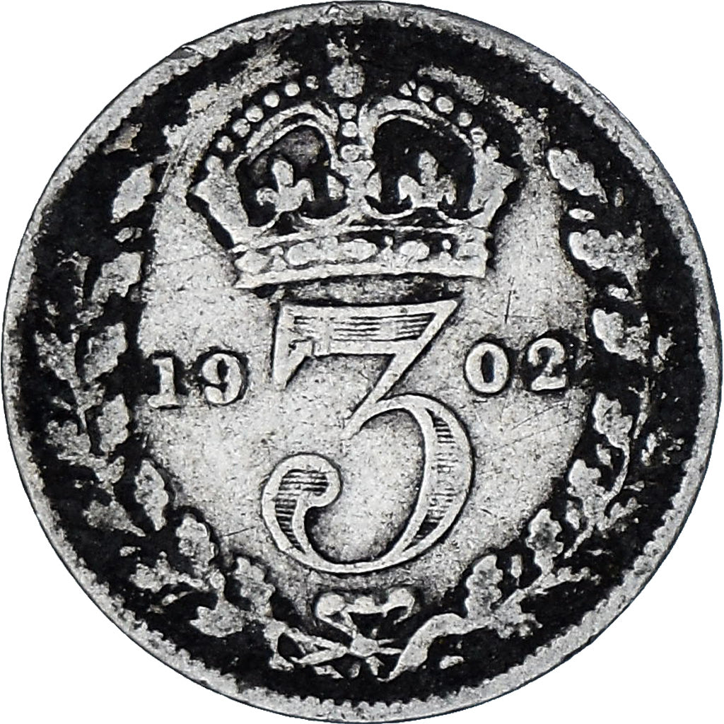 Moneta, Gran Bretagna, Edward VII, 3 Pence, 1902, MB, Argento, KM:797.1