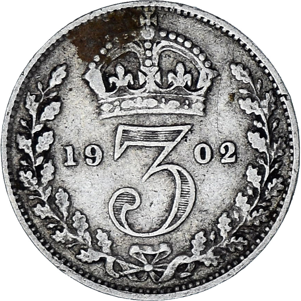 Moneta, Gran Bretagna, Edward VII, 3 Pence, 1902, BB, Argento, KM:797.1
