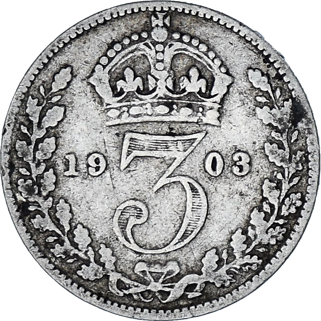 Coin, Great Britain, Edward VII, 3 Pence, 1903, VF(30-35), Silver, KM:797.1