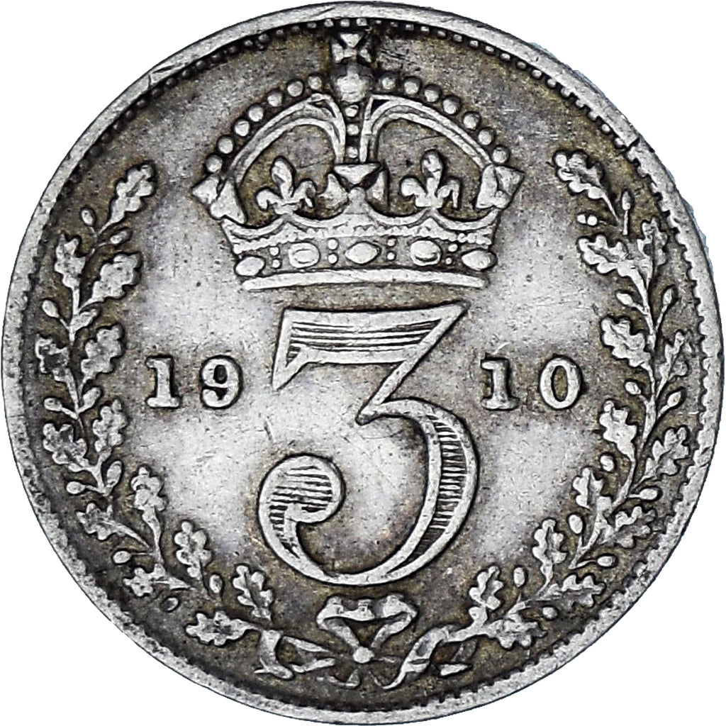 Coin, Great Britain, Edward VII, 3 Pence, 1910, AU(50-53), Silver, KM:797.2