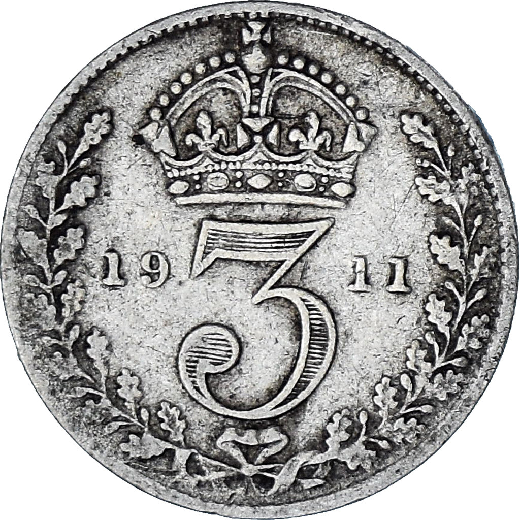 Moneta, Gran Bretagna, George V, 3 Pence, 1911, MB+, Argento, KM:813