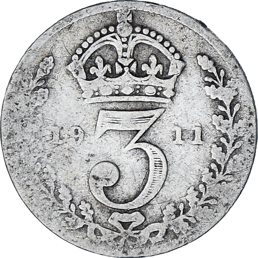 Moneta, Gran Bretagna, George V, 3 Pence, 1911, MB, Argento, KM:813