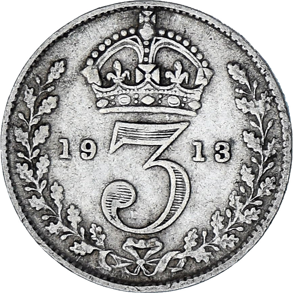 Moeda, Grã-Bretanha, George V, 3 Pence, 1913, EF(40-45), Prata, KM:813