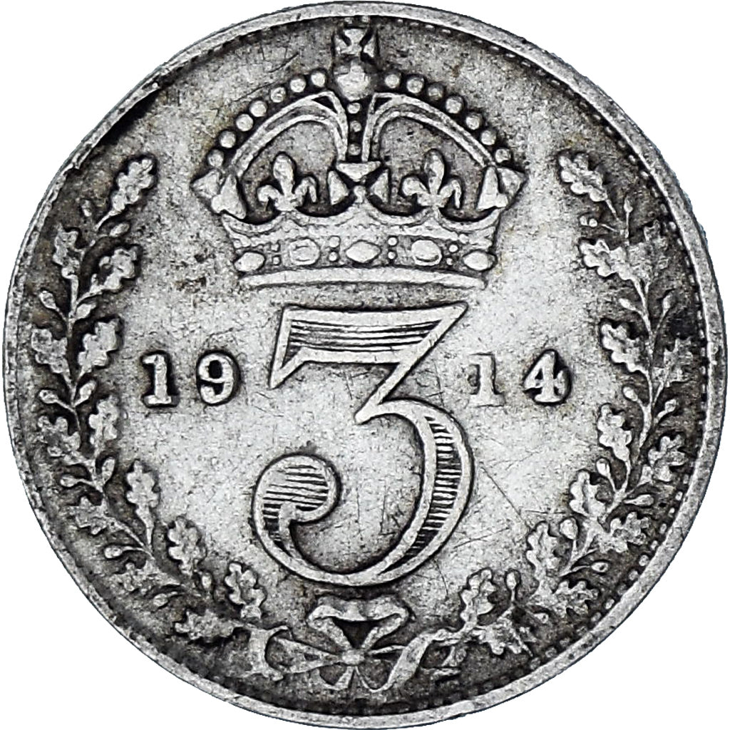 Coin, Great Britain, George V, 3 Pence, 1914, VF(30-35), Silver, KM:813