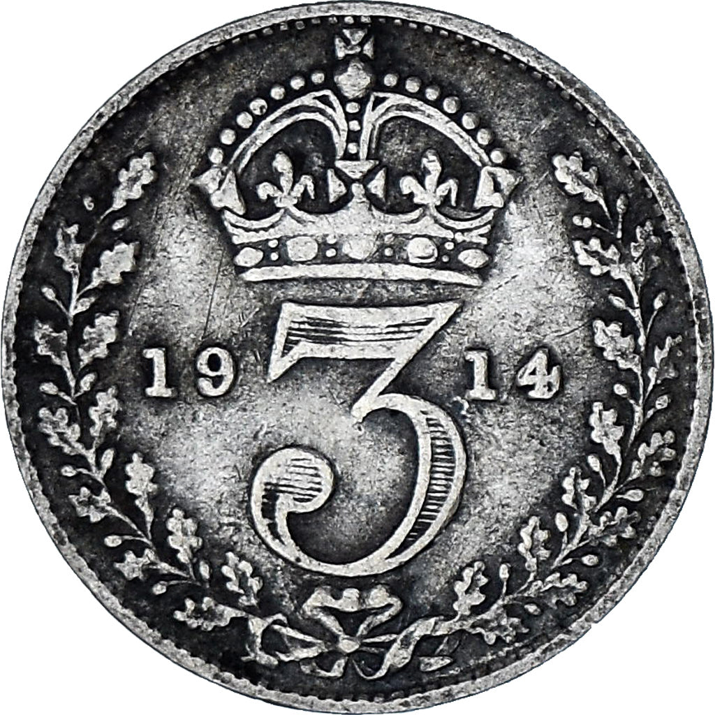 Moneta, Gran Bretagna, George V, 3 Pence, 1914, MB+, Argento, KM:813