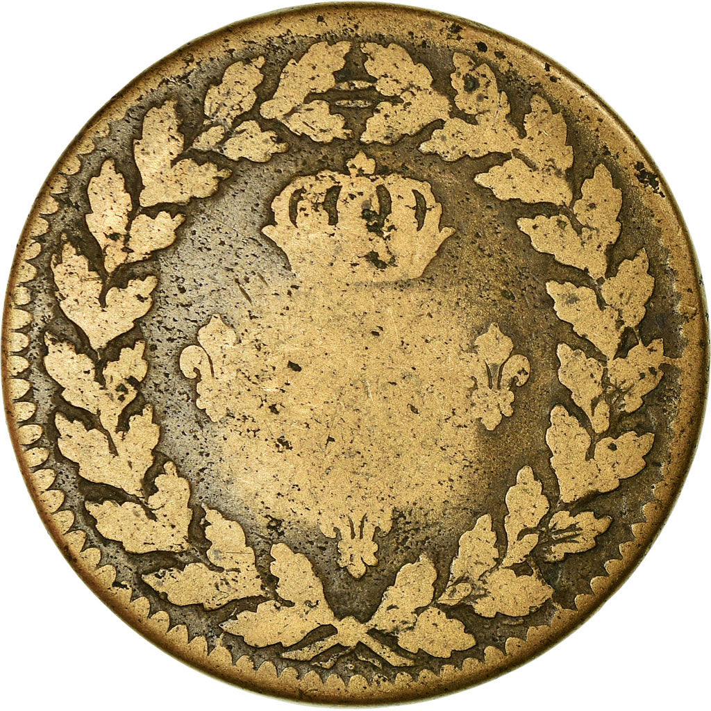 Moeda, França, Louis XVIII, Decime, 1815, Strasbourg, F(12-15), Bronze, KM:701