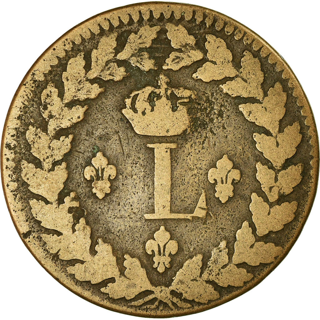 Moneta, Francja, Louis XVIII, Decime, 1815, Strasbourg, VF(20-25), Bronze