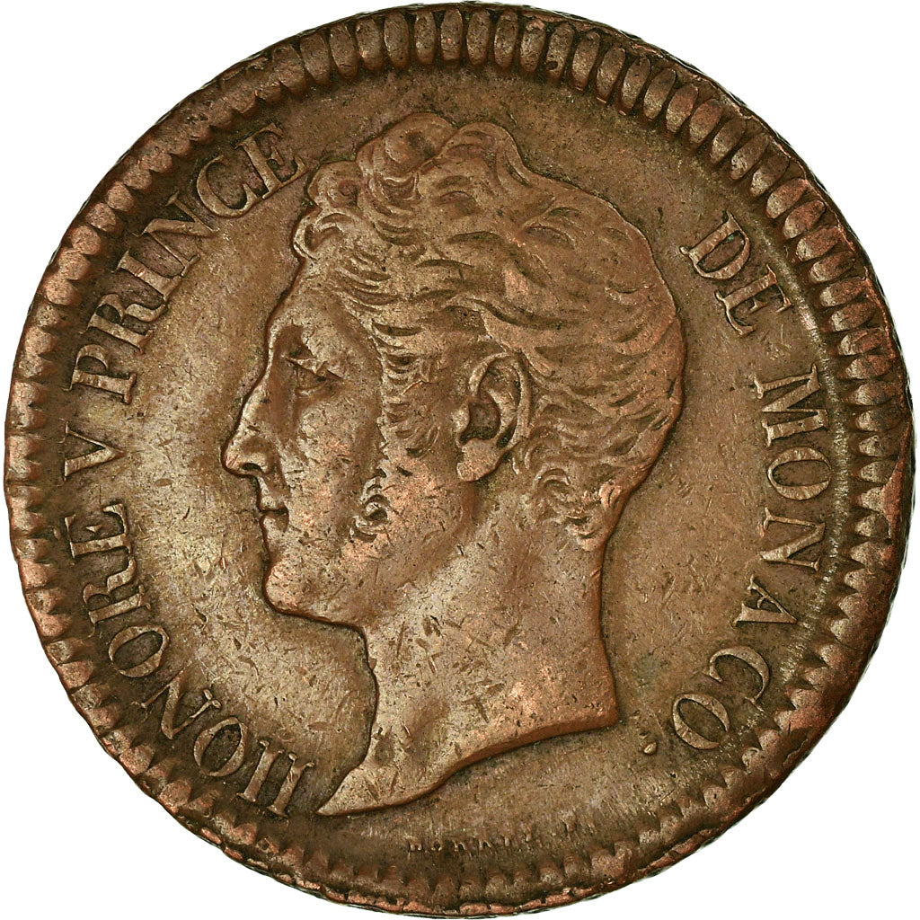 Coin, Monaco, Honore V, Decime, 1838, Monaco, EF(40-45), Copper, KM:97.1