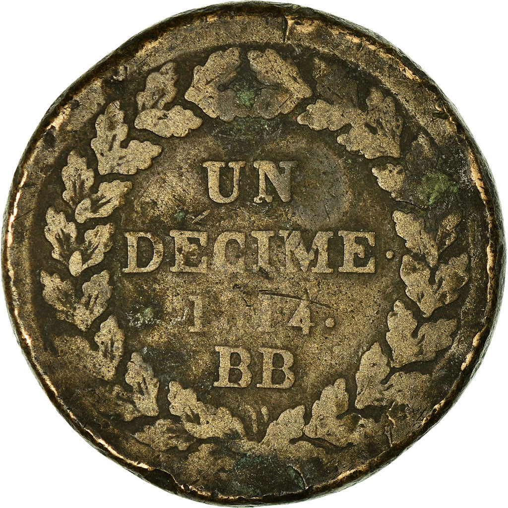 Munten, Frankrijk, Napoleon III, Napoléon I, Decime, 1814, Strasbourg, FR