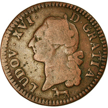 Monnaie, France, Louis XVI, Sol ou sou, Sol, 1782, Orléans, TB, Cuivre