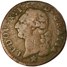 Moneta, Francja, Louis XVI, Sol ou sou, Sol, 1789, Marseille, VF(20-25), Miedź