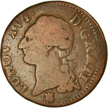 Moneda, Francia, Louis XVI, Sol ou sou, Sol, 1785, Lyon, BC, Cobre, KM:578.5