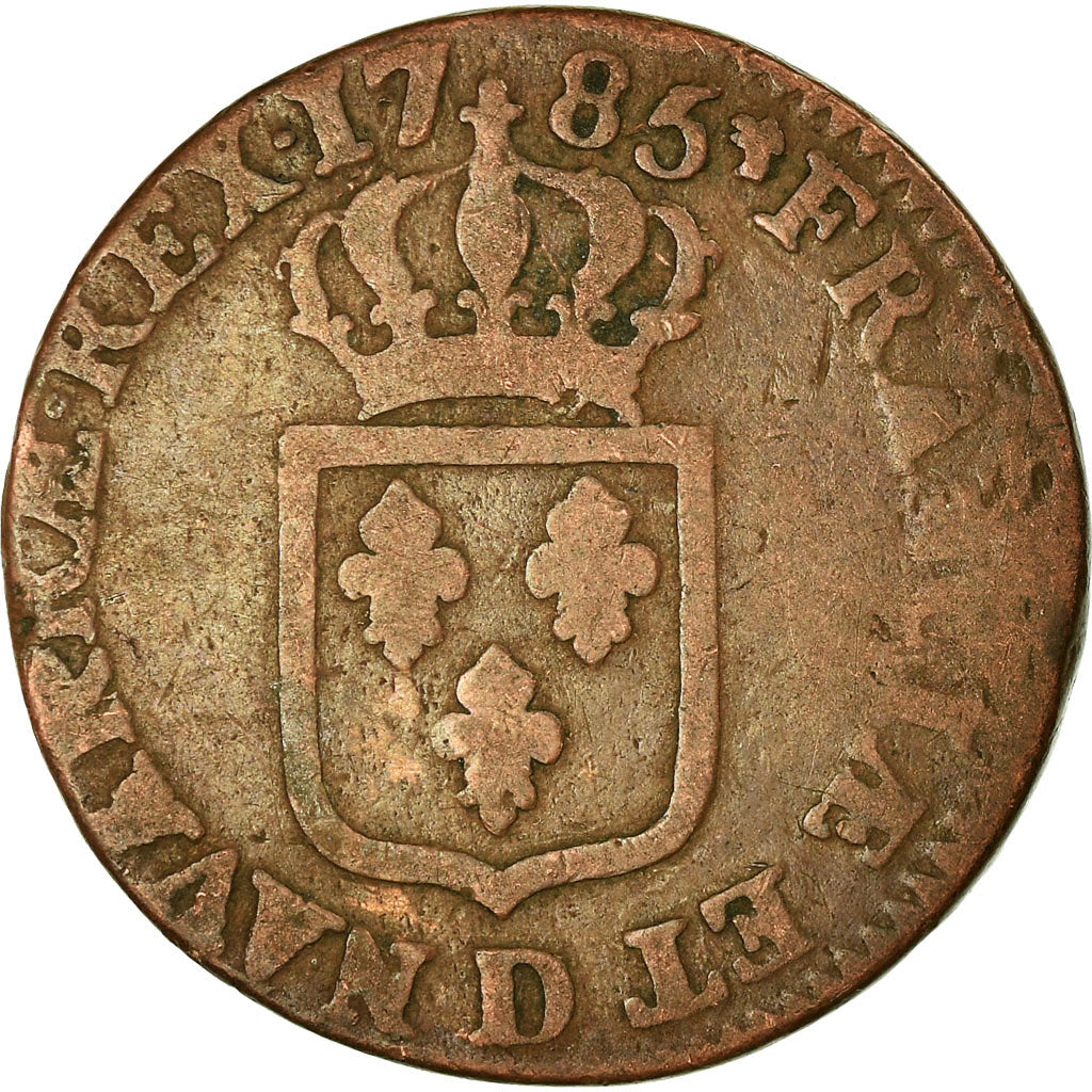 Coin, France, Louis XVI, Sol ou sou, Sol, 1785, Lyon, F(12-15), Copper, KM:578.5