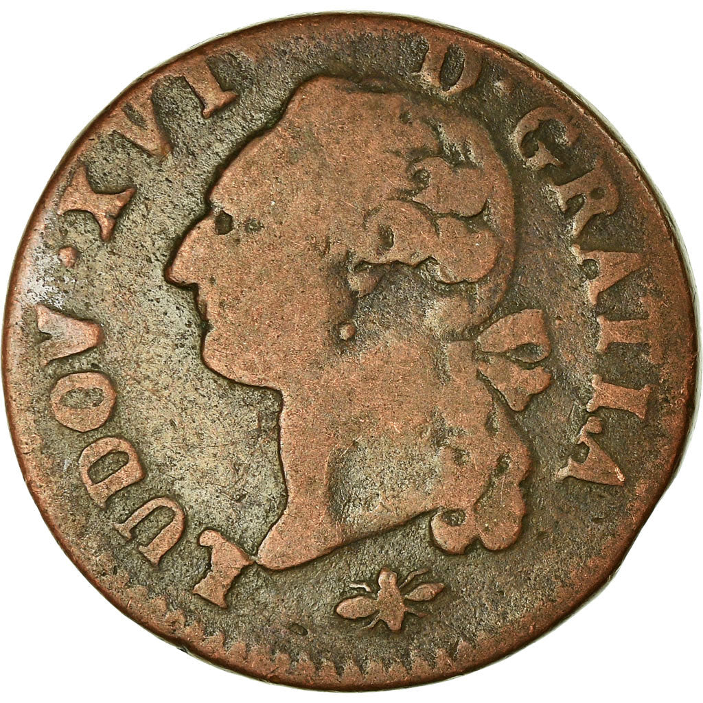 Coin, France, Louis XVI, Sol ou sou, Sol, 1791, Lyon, F(12-15), Copper, KM:578.5