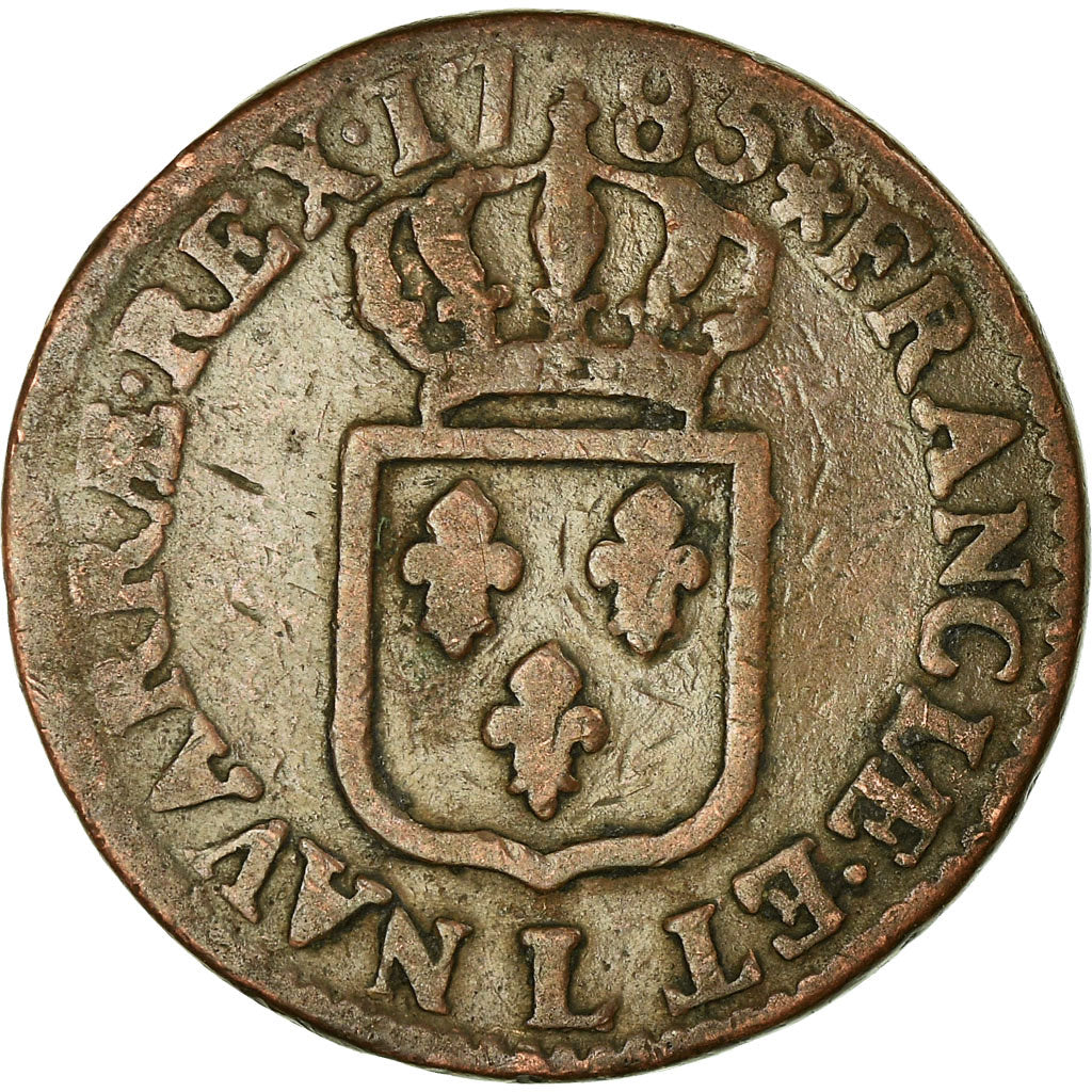 Moneta, Francia, Louis XVI, Sol ou sou, Sol, 1785, Bayonne, B+, Rame, KM:578.9