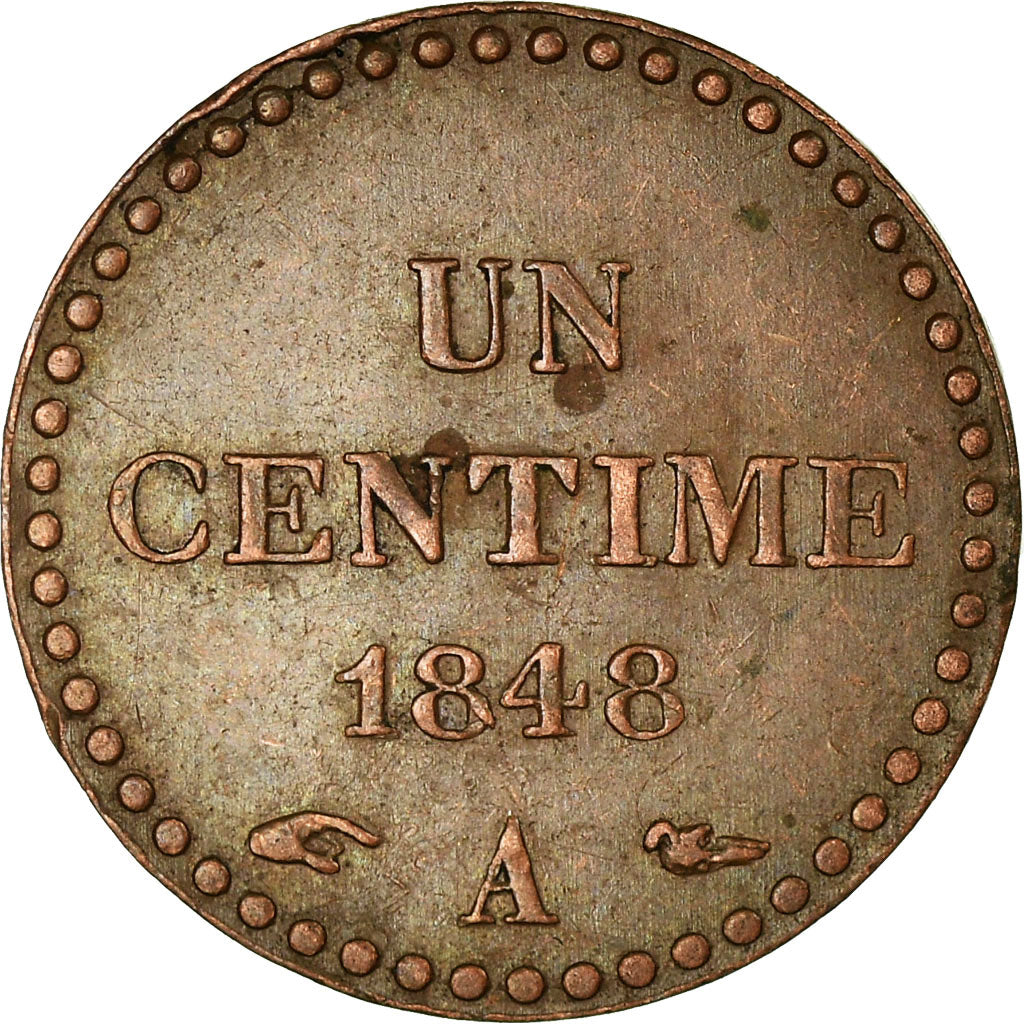 Coin, France, Dupré, Centime, 1848, Paris, EF(40-45), Bronze, KM:754
