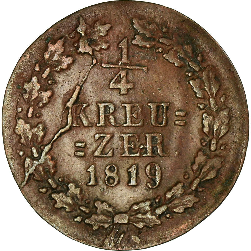 Munten, Duitse staten, NASSAU, Wilhelm, 1/4 Kreuzer, 1819, Wiesbaden, FR+