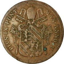 Moneta, STATI ITALIANI, PAPAL STATES, Pius IX, Baiocco, 1851, Roma, MB+, Rame