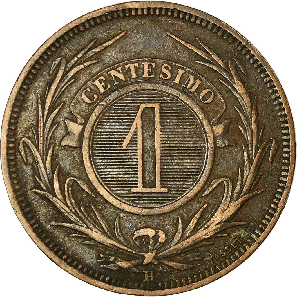 Coin, Uruguay, Centesimo, 1869, Uruguay Mint, Birmingham, VF(30-35), Bronze