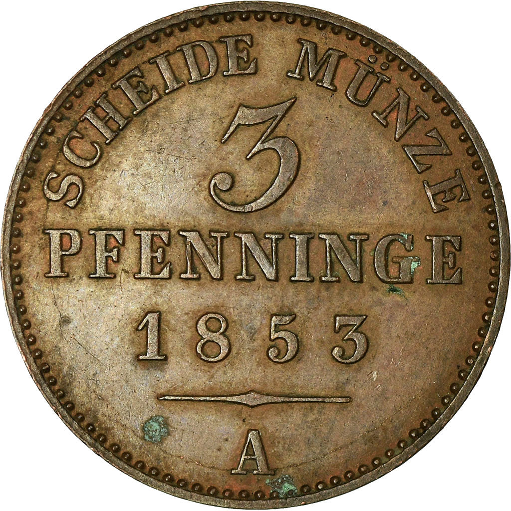 Münze, Deutsch Staaten, PRUSSIA, Friedrich Wilhelm IV, 3 Pfennig, 1853, Berlin