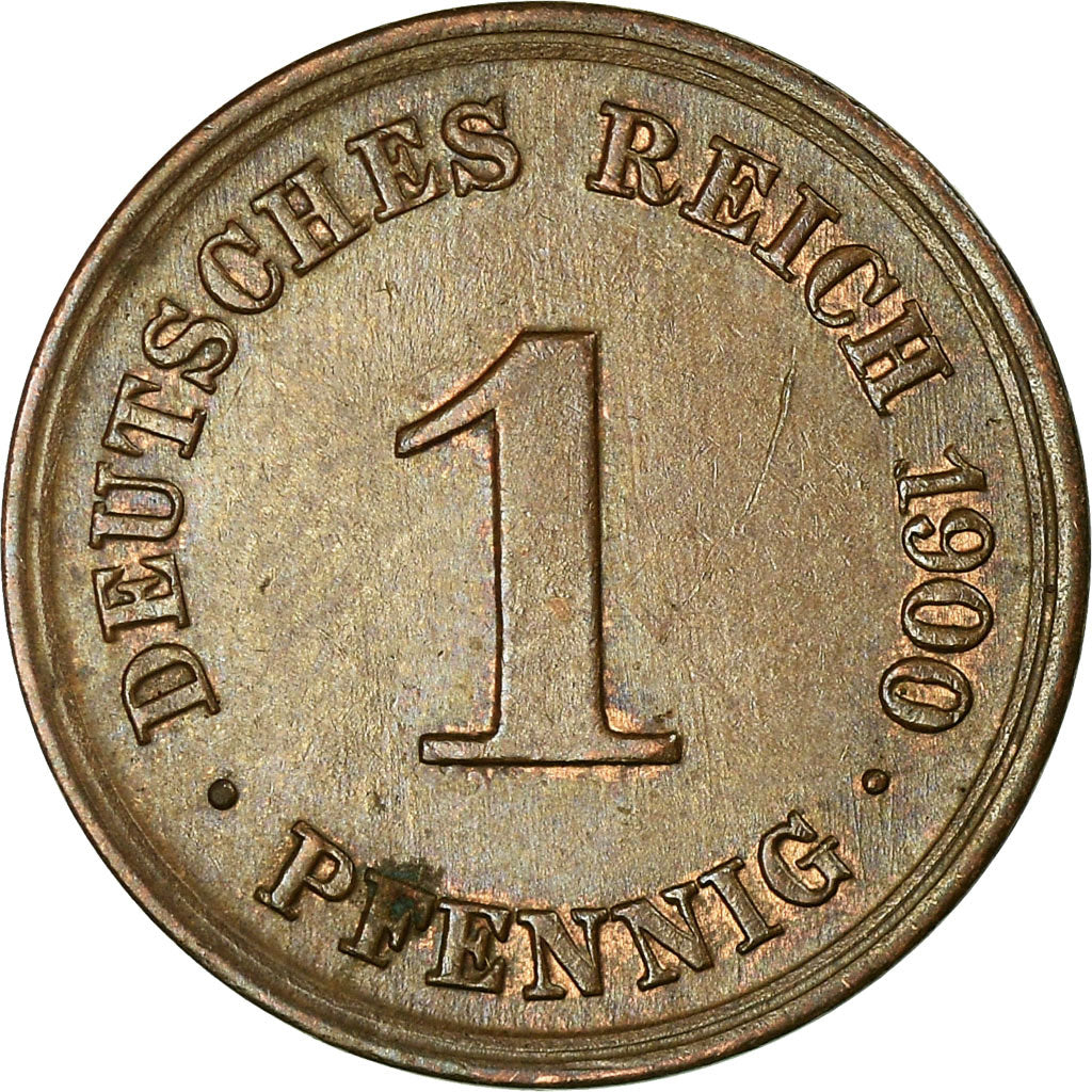 Coin, GERMANY - EMPIRE, Wilhelm II, Pfennig, 1900, Munich, EF(40-45), Copper