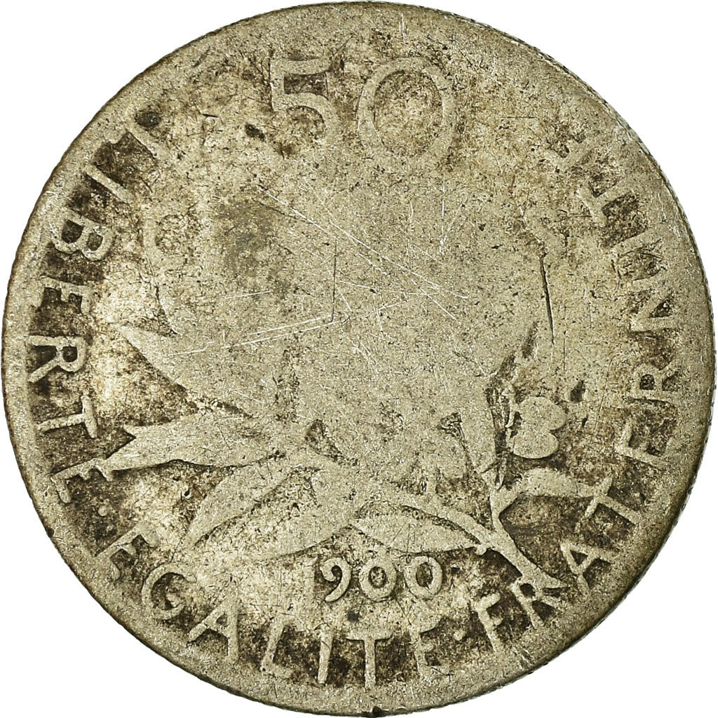 Munten, Frankrijk, Semeuse, 50 Centimes, 1900, Paris, ZG, Zilver, KM:854