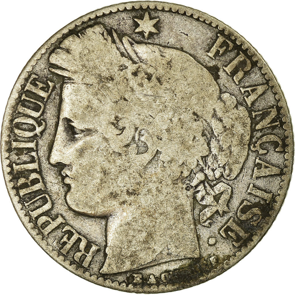 Moneta, Francja, Cérès, Franc, 1872, Bordeaux, F(12-15), Srebro, KM:822.2