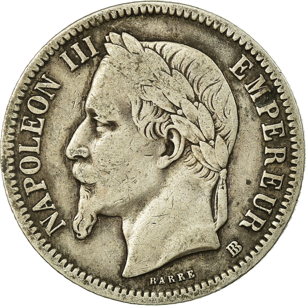 Moeda, França, Napoleon III, Napoléon III, Franc, 1868, Strasbourg, VF(30-35)