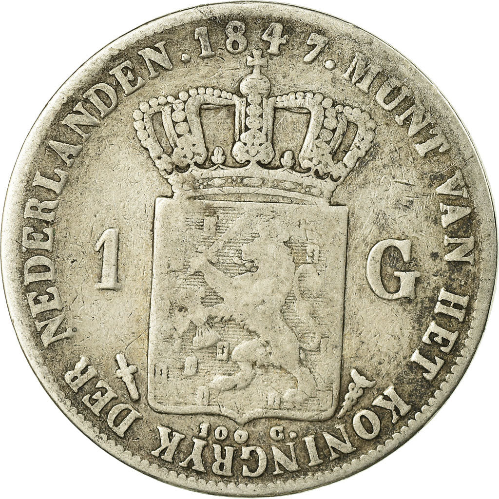 Coin, Netherlands, William II, Gulden, 1847, Utrecht, VF(30-35), Silver, KM:66