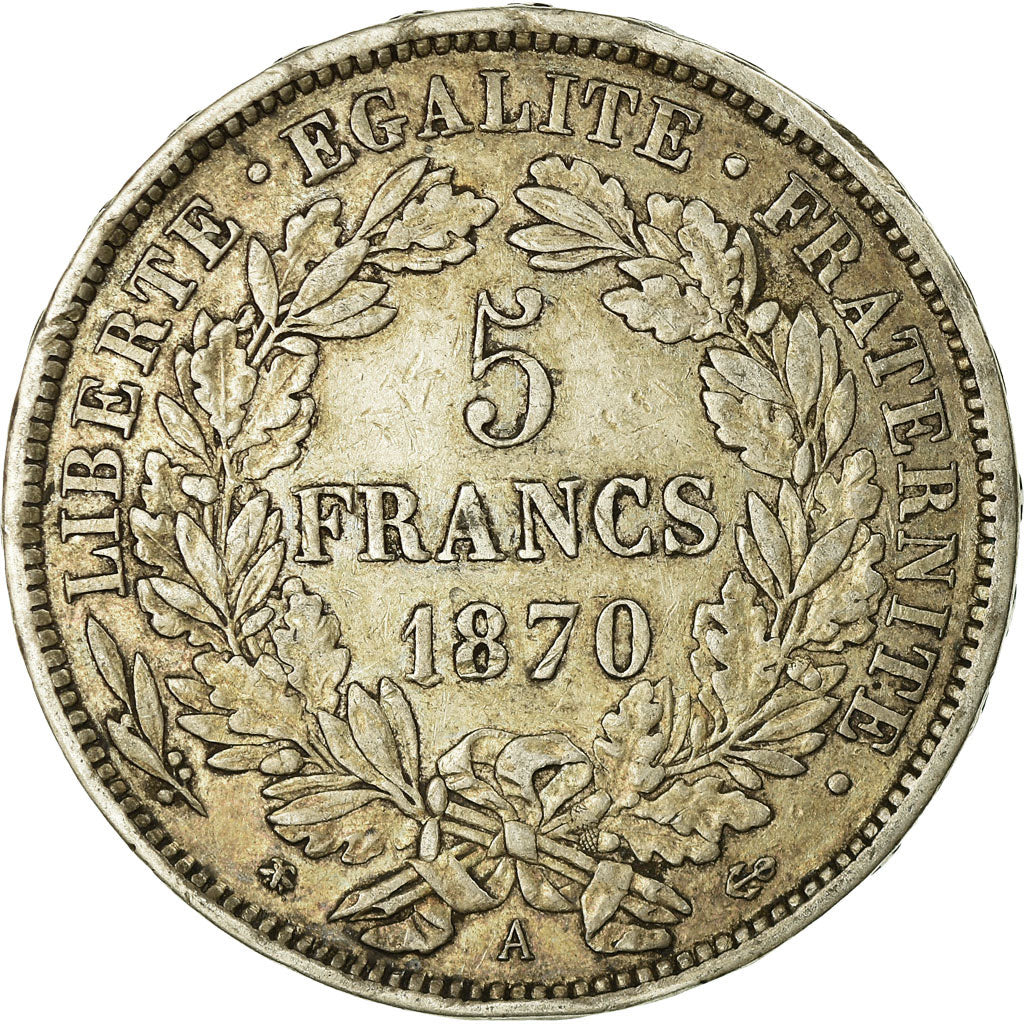 Coin, France, Cérès, 5 Francs, 1870, Paris, VF(30-35), Silver, KM:819