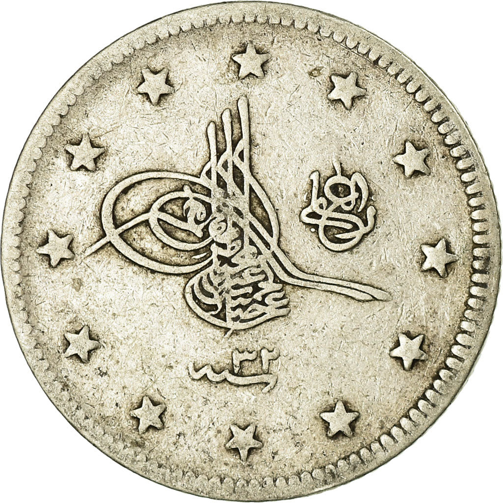 Coin, Turkey, Abdul Hamid II, 2 Kurush, 1906/AH1293, Qustantiniyah, VF(30-35)