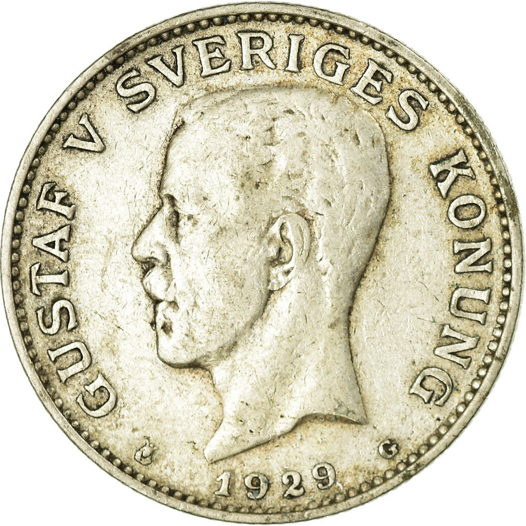 Coin, Sweden, Gustaf V, Krona, 1929, AU(50-53), Silver, KM:786.2